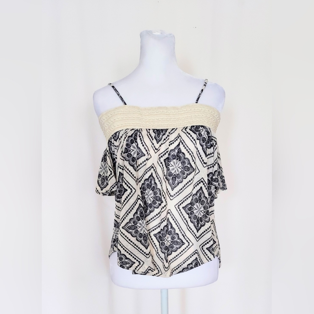 Charlotte Russe Off The Shoulder Top Black Beige Size XS